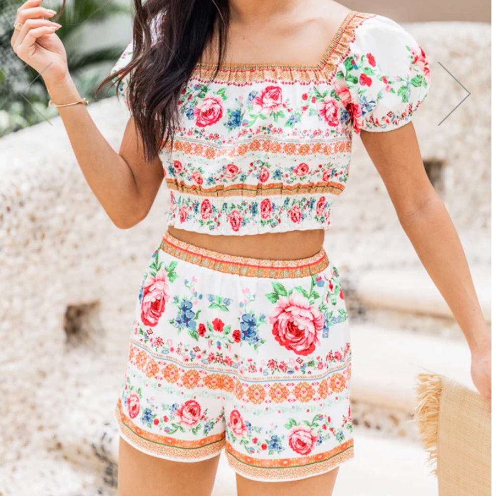 Pink Lily Multi Floral Two Piece Set